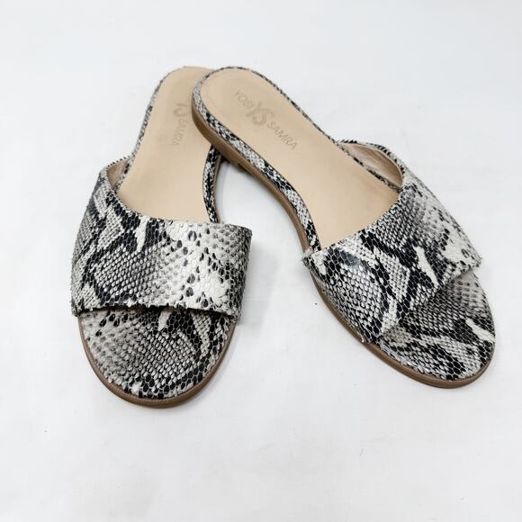 [Yosi Samra] Constantine Snake Python Print Slip On Slides Flat Sandals Size 9 M - Picture 1 of 12